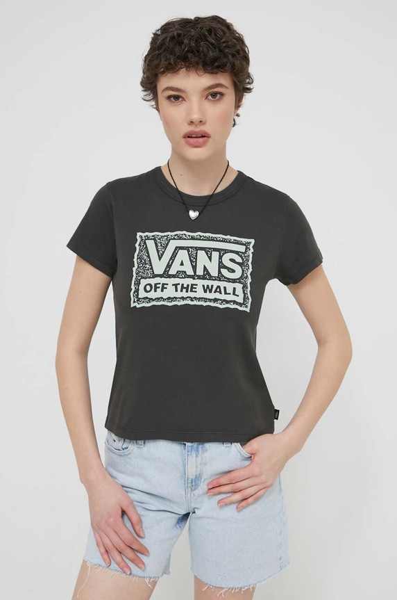 Bavlnené tričko Vans VN000GFMBLK1 čierna SS24