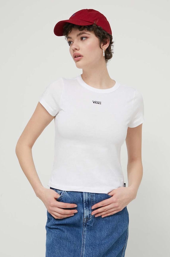 Bavlnené tričko Vans slim biela VN000JDQWHT1