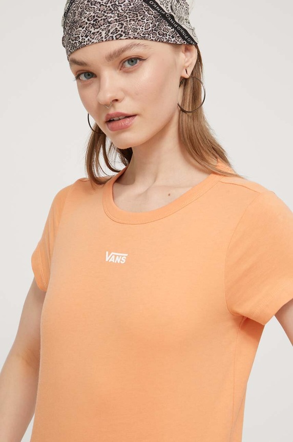 Bavlnené tričko Vans slim oranžová VN000JDQCR51