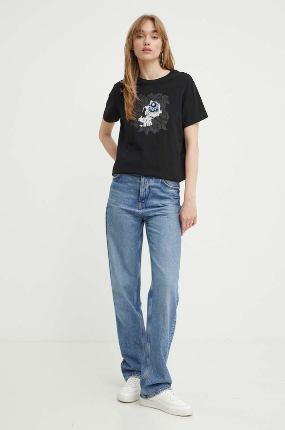 Vans tricou din bumbac VN000GH0BLK1 negru SS24