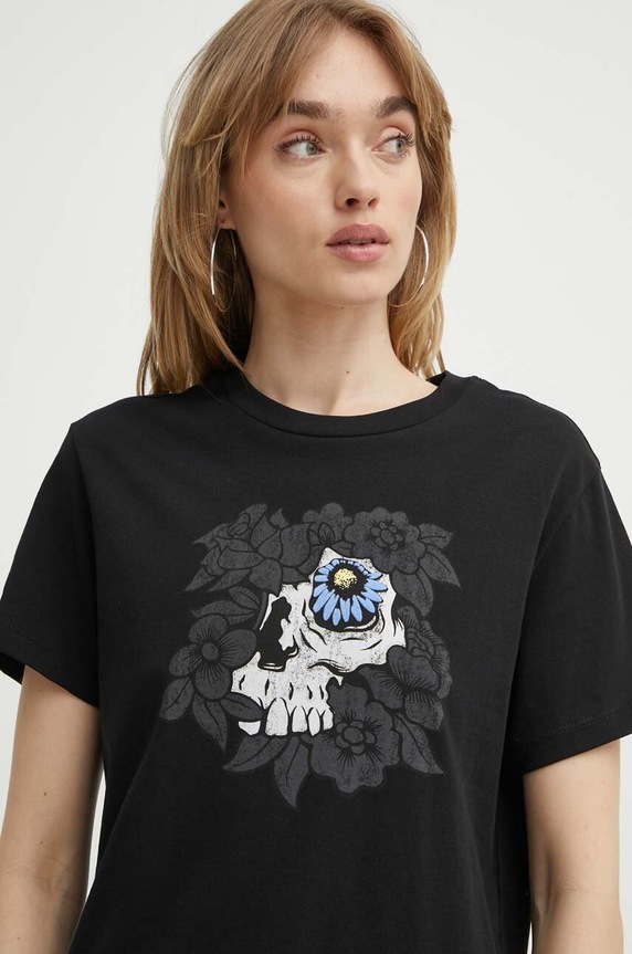 Vans tricou din bumbac negru VN000GH0BLK1