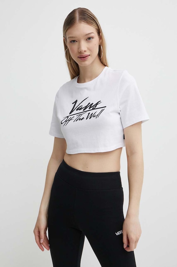 Vans tricou din bumbac alb VN000GJ1WHT1