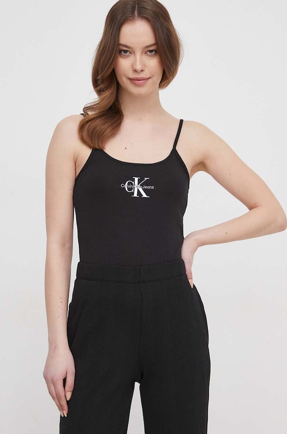 Calvin Klein Jeans top print negru J20J223105