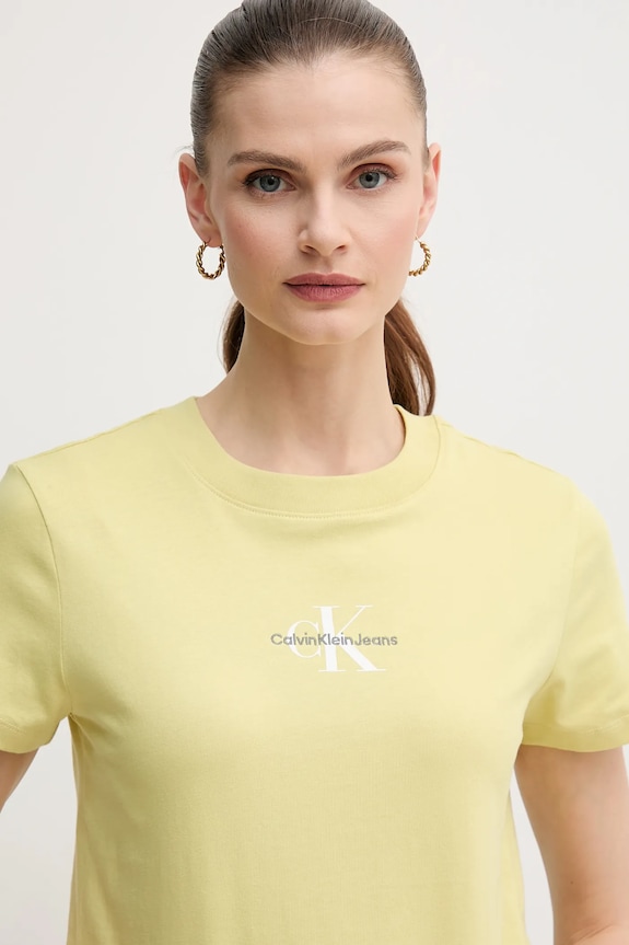 Pamučna majica Calvin Klein Jeans zlatna J20J223113