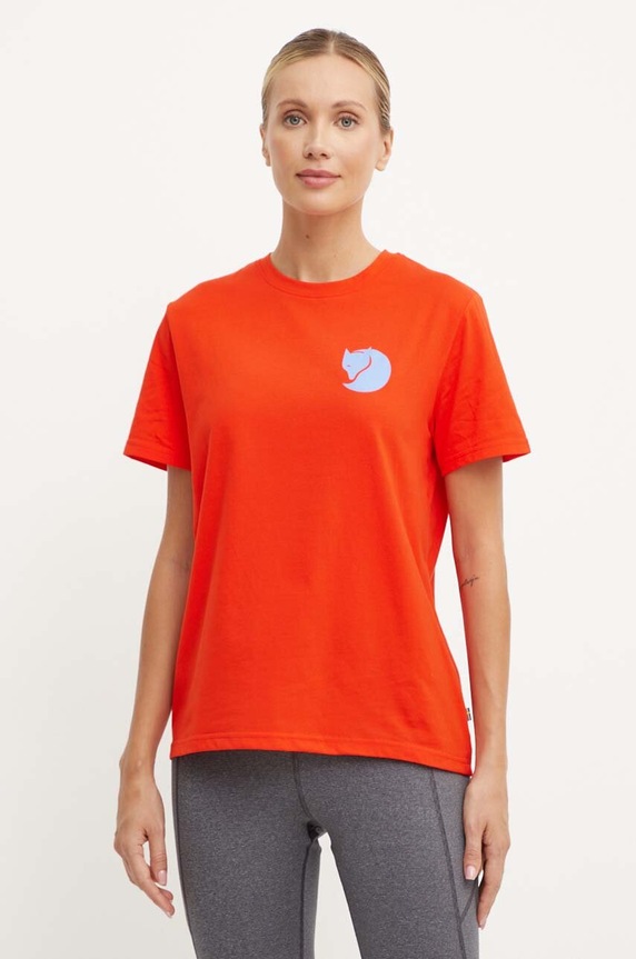 Тениска Fjallraven Fox Boxy Logo стандартна оранжев F87153.214
