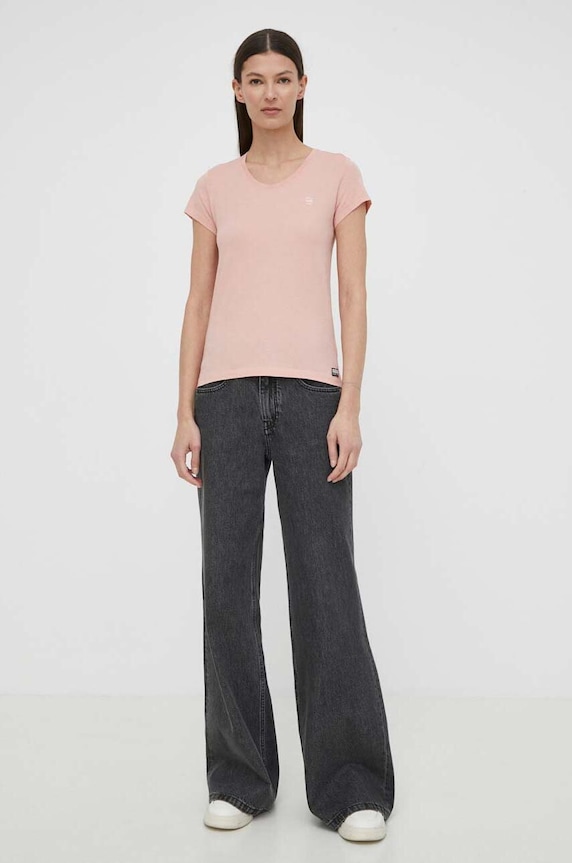G-Star Raw t-shirt bawełniany Eyben slim v t 2.0 D24533.4107 różowy SS26