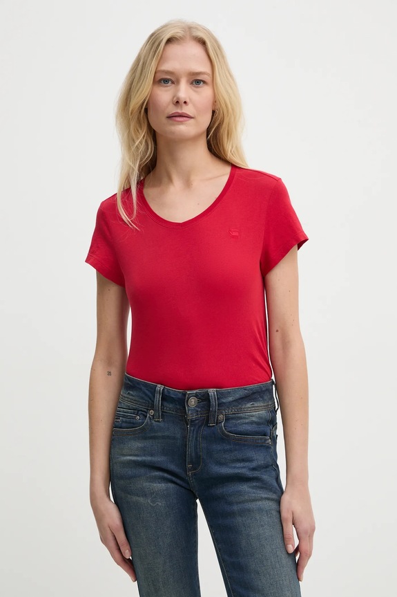 G-Star Raw t-shirt bawełniany Eyben slim v t 2.0 czerwony D24533.4107
