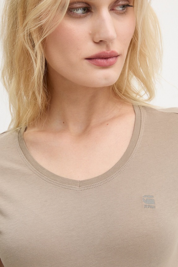 Oblečenie Bavlnené tričko G-Star Raw Eyben slim v t 2.0 D24533.4107 béžová