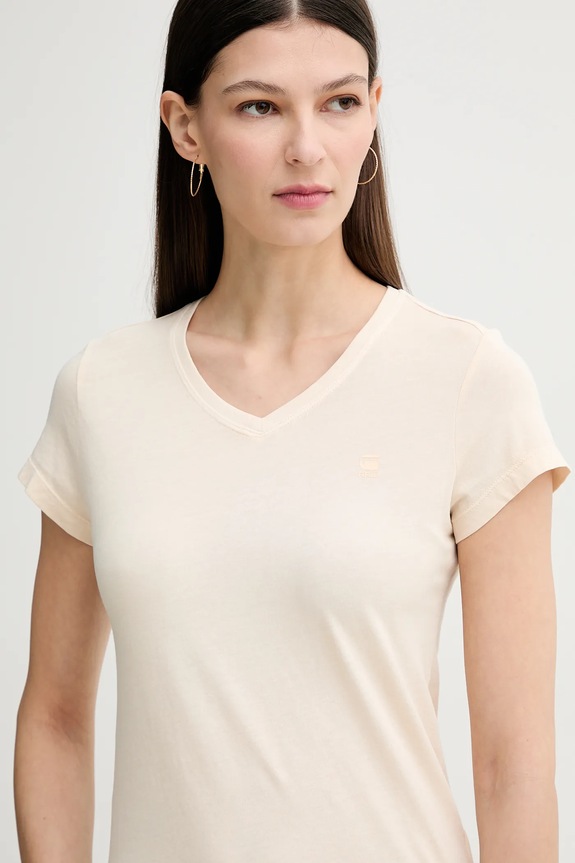 G-Star T-shirt damski bawełniany Overdyed eyben slim v t 2.0 beżowy D24533.B059