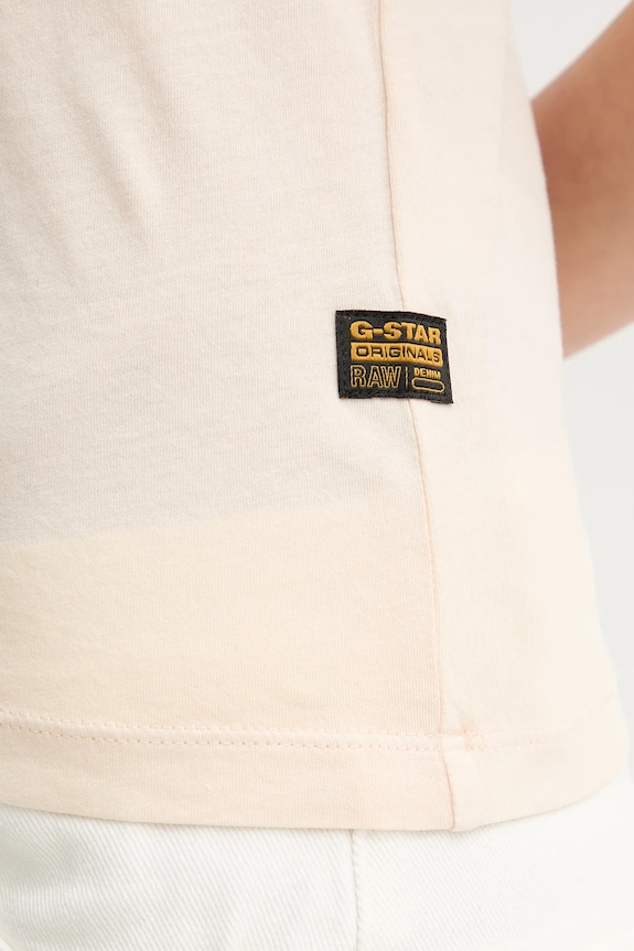 G-Star T-shirt damski bawełniany Overdyed eyben slim v t 2.0 D24533.B059 beżowy