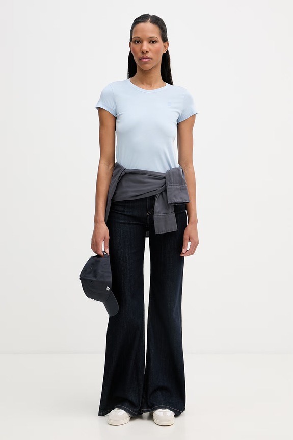 G-Star tricou de femei din bumbac Overdyed eyben slim v t 2.0 D24533.B059 albastru SS26