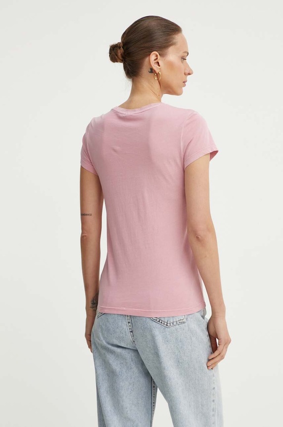Odzież G-Star T-shirt damski bawełniany Overdyed eyben slim v t 2.0 D24533.B059 różowy