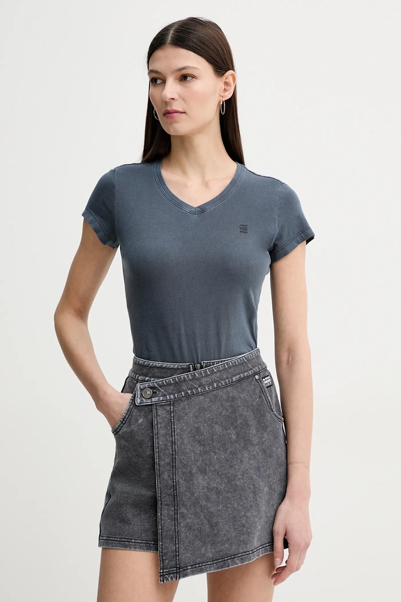 G-Star Tričko dámske bavlnené Overdyed eyben slim v t 2.0 tmavomodrá D24533.B059