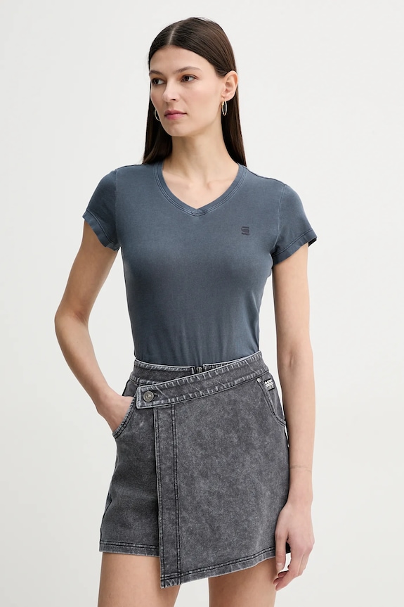 G-Star Tričko dámske bavlnené Overdyed eyben slim v t 2.0 tmavomodrá D24533.B059