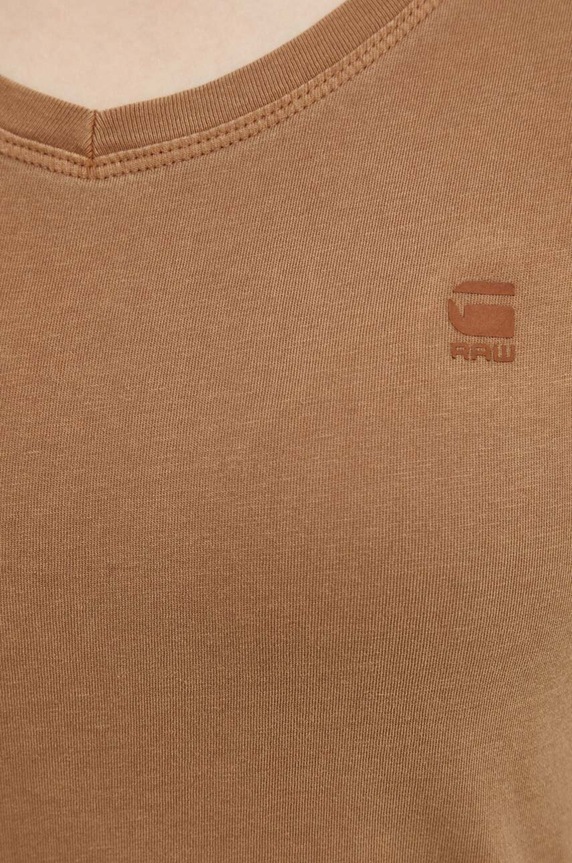 G-Star T-shirt damski bawełniany Overdyed eyben slim v t 2.0 D24533.B059 brązowy
