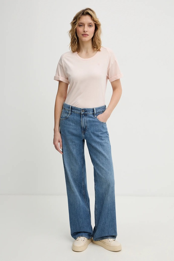 Bavlnené tričko G-Star Raw Rolled up sl BF D24524.4107 ružová SS26