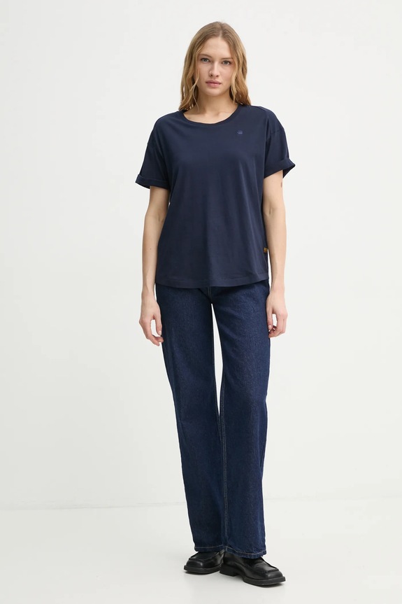 G-Star tricou din bumbac Rolled up sl BF D24524.4107 bleumarin SS26
