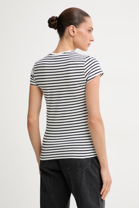 Odzież G-Star T-shirt damski bawełniany Stripe eyben slim v t 2.0 D24533.D244 biały
