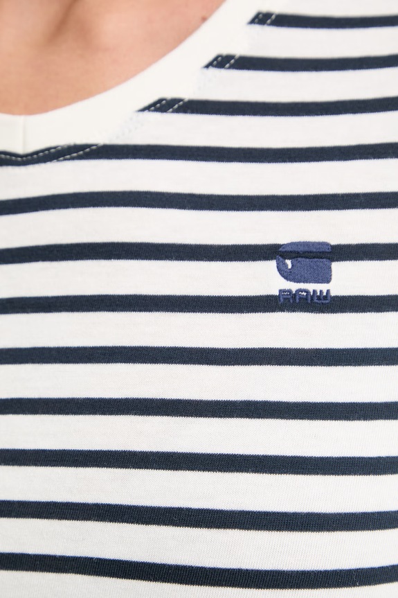G-Star T-shirt damski bawełniany Stripe eyben slim v t 2.0 D24533.D244 biały