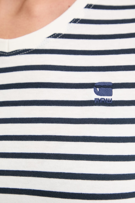 G-Star T-shirt damski bawełniany Stripe eyben slim v t 2.0 D24533.D244 biały