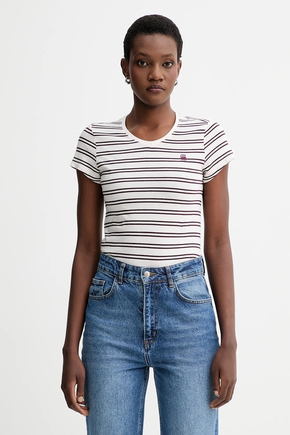 G-Star női pamut póló Stripe eyben slim v t 2.0 pamut bézs D24533.D244