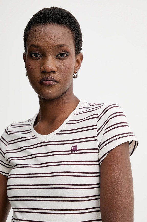 G-Star női pamut póló Stripe eyben slim v t 2.0 bézs D24533.D244
