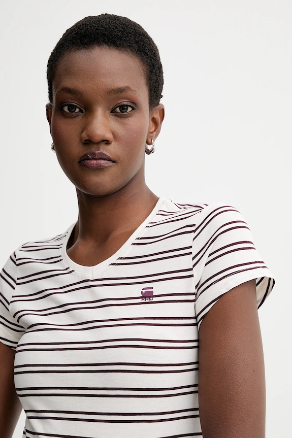 G-Star női pamut póló Stripe eyben slim v t 2.0 bézs D24533.D244