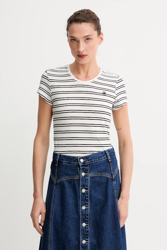 G-Star póló női pamut Stripe eyben slim v t 2.0 pamut bézs D24533.D244