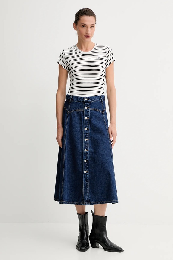 G-Star póló női pamut Stripe eyben slim v t 2.0 D24533.D244 bézs SS26