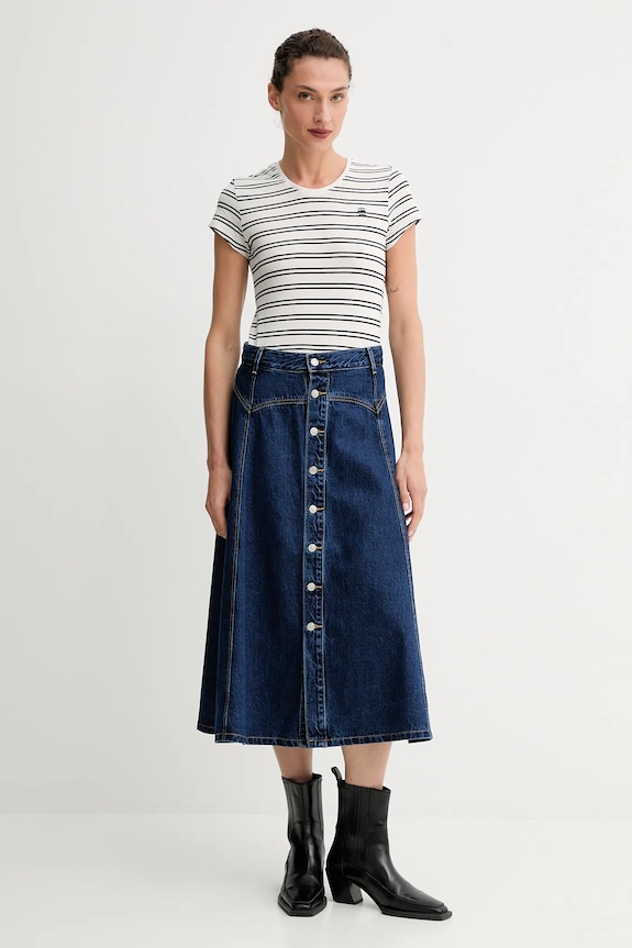 G-Star póló női pamut Stripe eyben slim v t 2.0 D24533.D244 bézs SS26