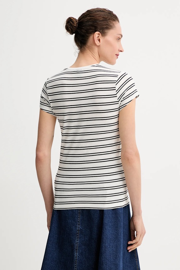 Ruházat G-Star póló női pamut Stripe eyben slim v t 2.0 D24533.D244 bézs