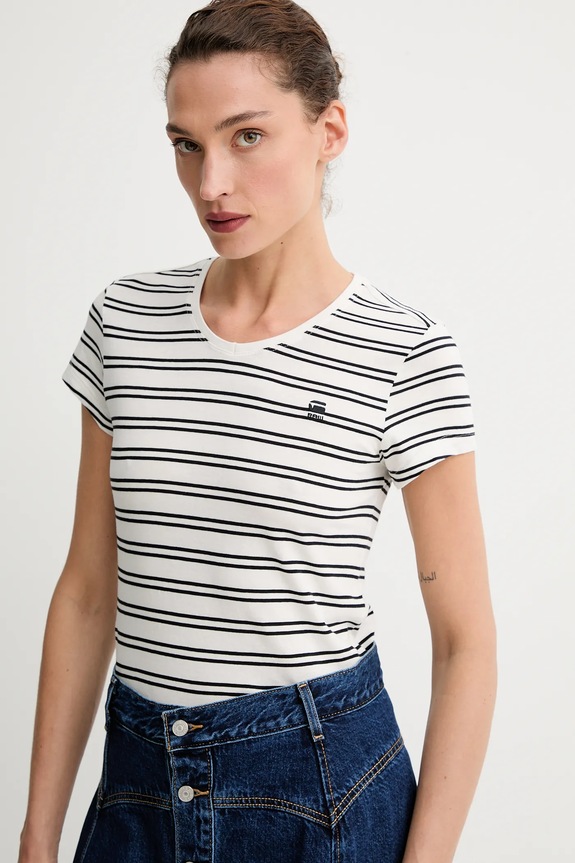 G-Star póló női pamut Stripe eyben slim v t 2.0 bézs D24533.D244