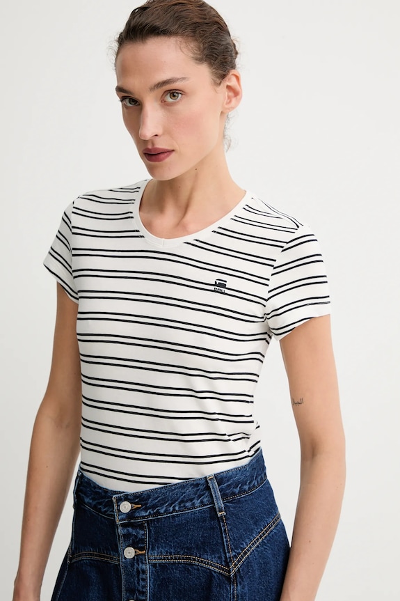 G-Star póló női pamut Stripe eyben slim v t 2.0 bézs D24533.D244