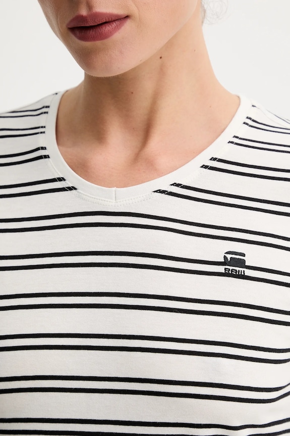 G-Star póló női pamut Stripe eyben slim v t 2.0 D24533.D244 bézs
