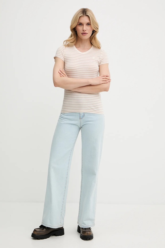 G-Star Raw pamut póló D24533.D244 bézs SS26