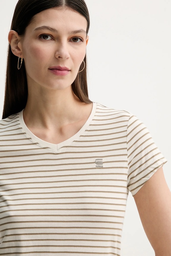 G-Star póló női pamut Stripe eyben slim v t 2.0 bézs D24533.D244
