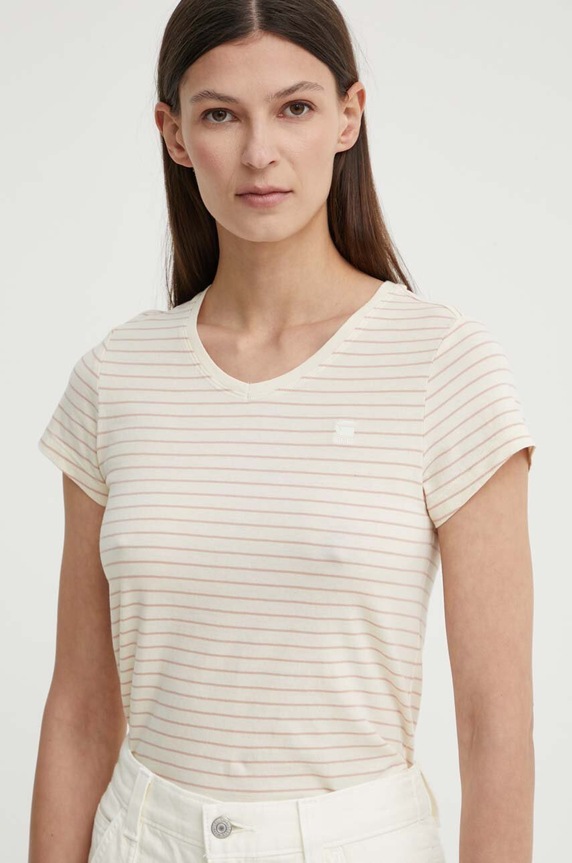 G-Star póló női pamut Stripe eyben slim v t 2.0 bézs D24533.D244