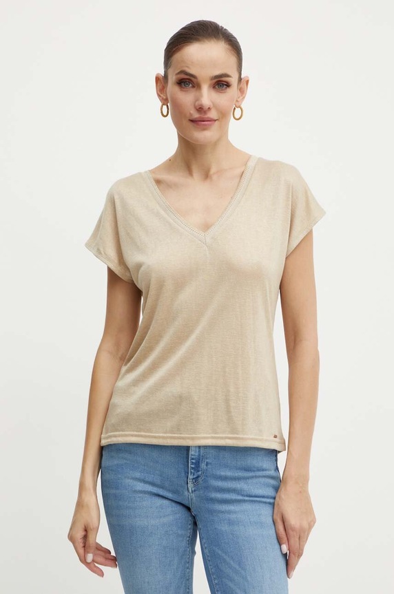 Morgan t-shirt DAGA mintás bézs DAGA.BEIGE