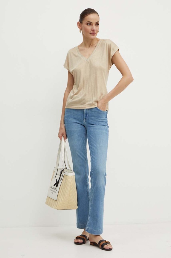 Morgan t-shirt DAGA DAGA.BEIGE bézs SS25