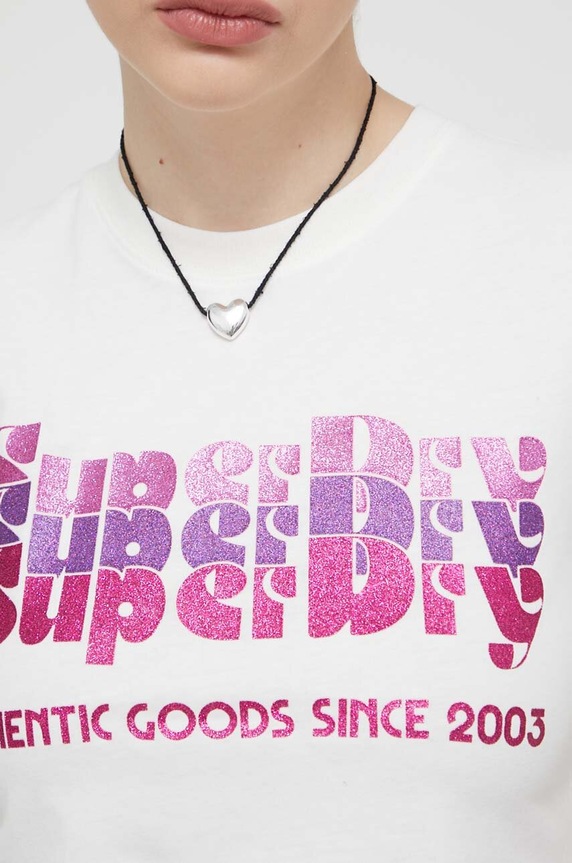 Superdry tricou din bumbac W1011411A.39E bej