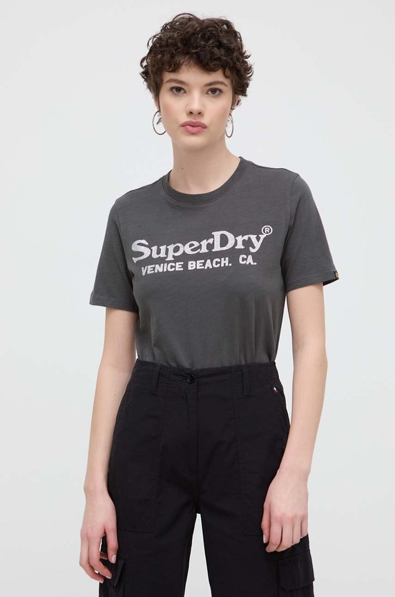 Superdry tricou din bumbac gri W1011403A.PKT
