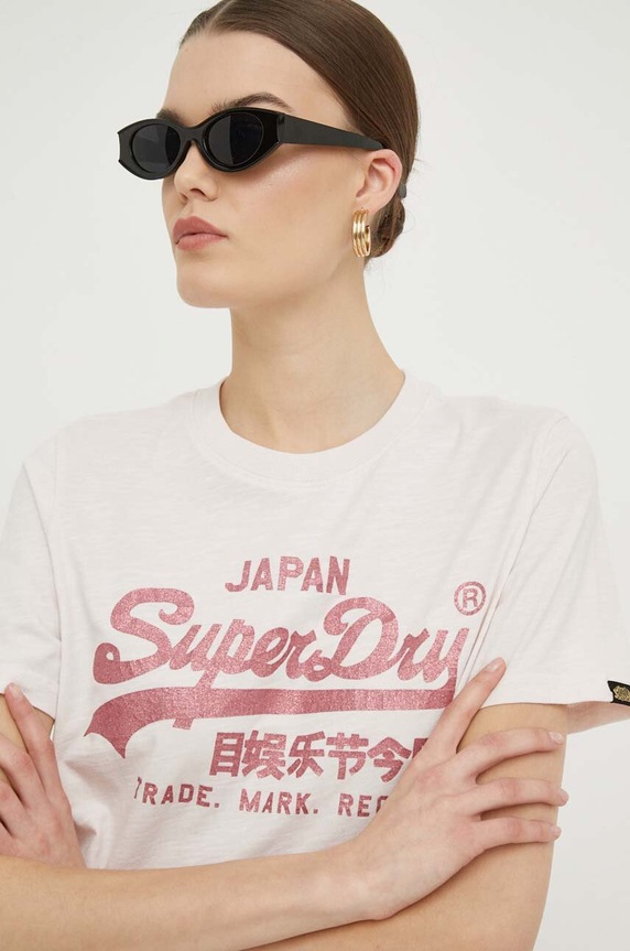 Bavlnené tričko Superdry relaxed ružová W1011408A.1WQ