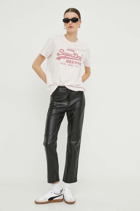Bavlnené tričko Superdry W1011408A.1WQ ružová SS24