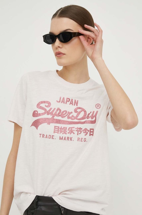 Bavlnené tričko Superdry ružová W1011408A.1WQ