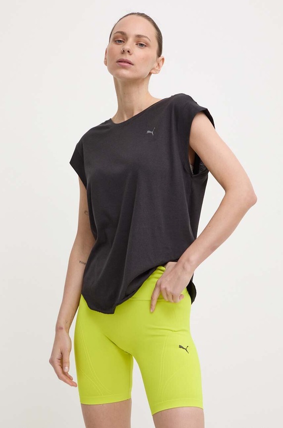 Tričko na jogu Puma Studio Foundation jednofarebný čierna 524845