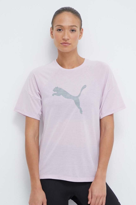 Puma edzős póló Evostripe nyomtatásos lila 677876