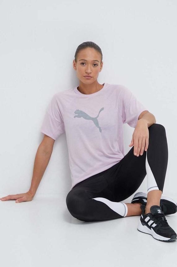 Puma edzős póló Evostripe 677876 lila SS24