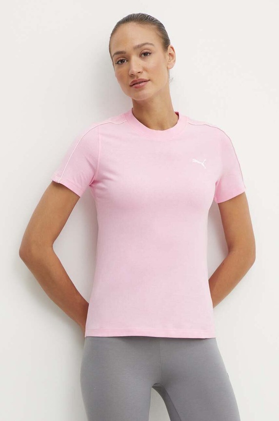 Bavlněné tričko Puma HER slim růžová 677883