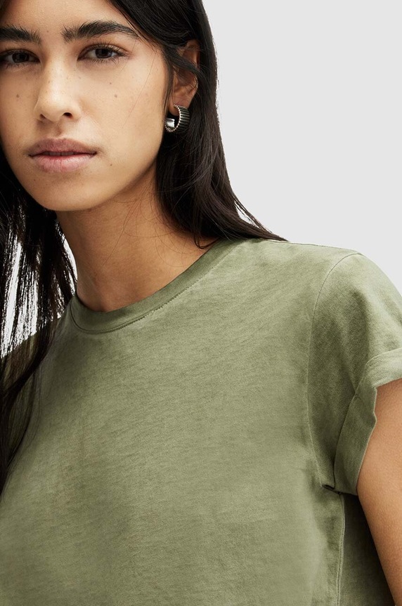 Βαμβακερό μπλουζάκι AllSaints ANNA WM215Y πράσινο SS24