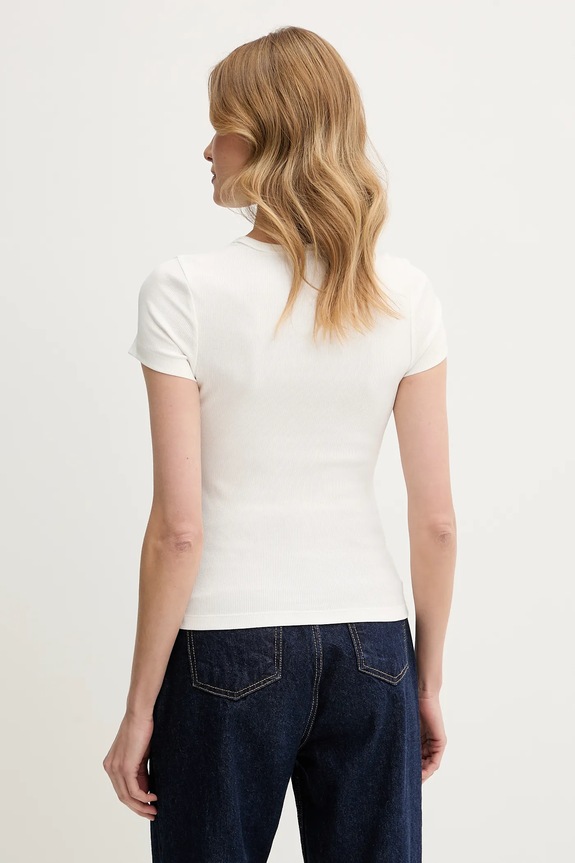 Tommy Jeans kratka majica ženska iz bombaža z elastanom DW0DW17881 bela SS26